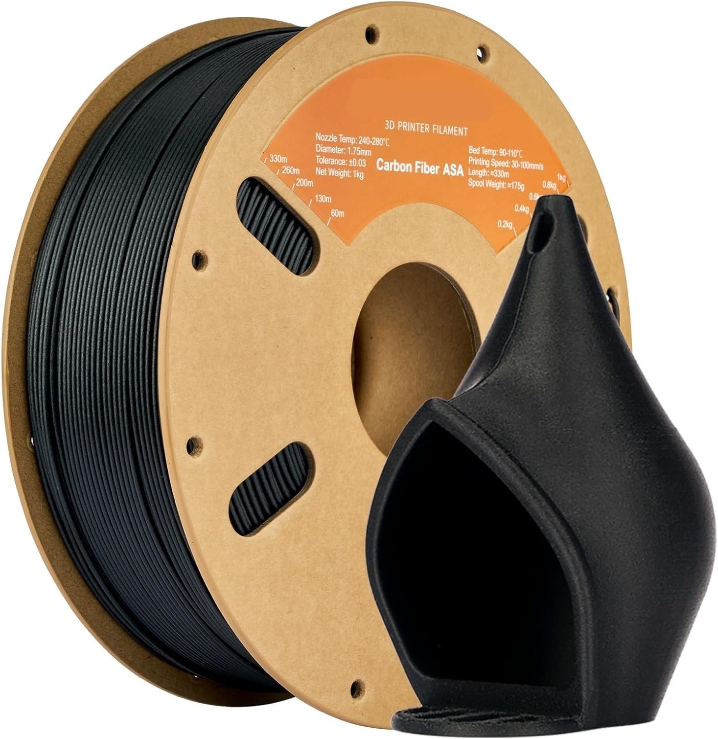 ASA Carbon Fiber Filament 1kg Spool, Multicolor Available, 3D Printer Filament for Outdoor Applications(Black)