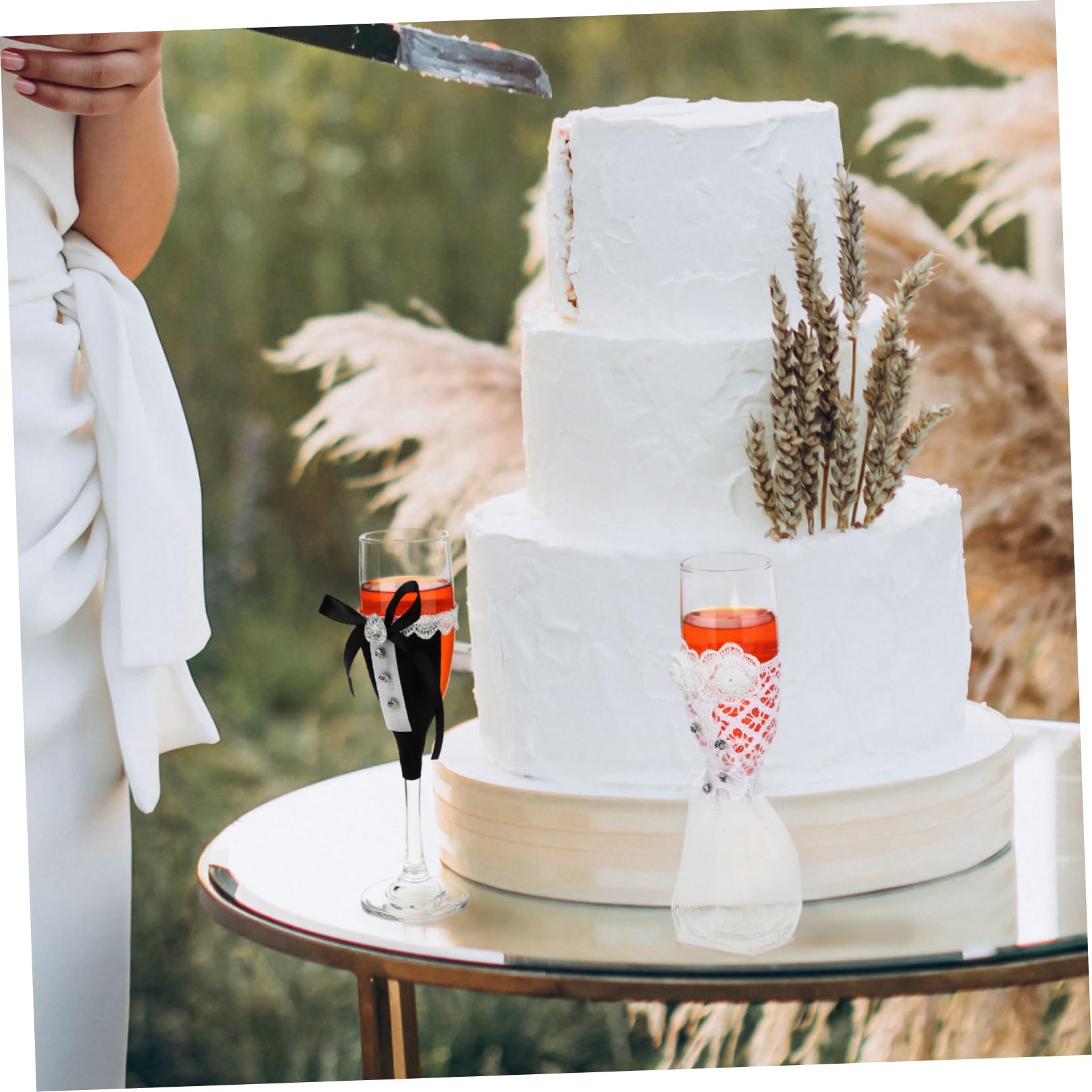 POPETPOP Coupe de Mariage en Verre Lot de 1 Set, Design Élégant pour Toasts | Finition Arrondie, Prise en Main Confortable, Capacité Optimale, Usage Fêtes et Célébrations