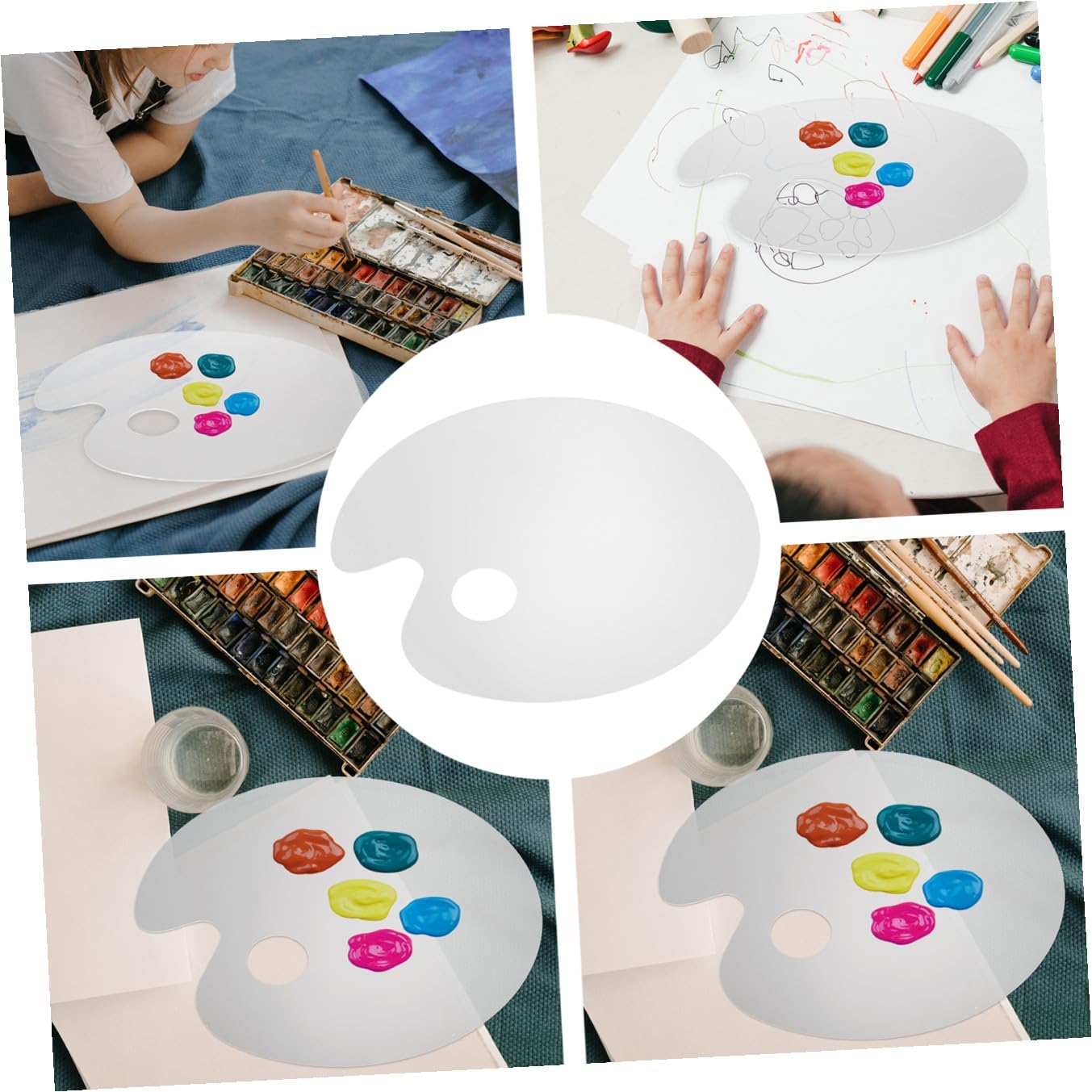 KALLORY 1pc Acrylic Pigment Mixing Tray Lightweight Transparent Artist Pallet for Watercolor and Acrylic Painting Non-Stick Paint Color Tray for Art Projects and Crafts