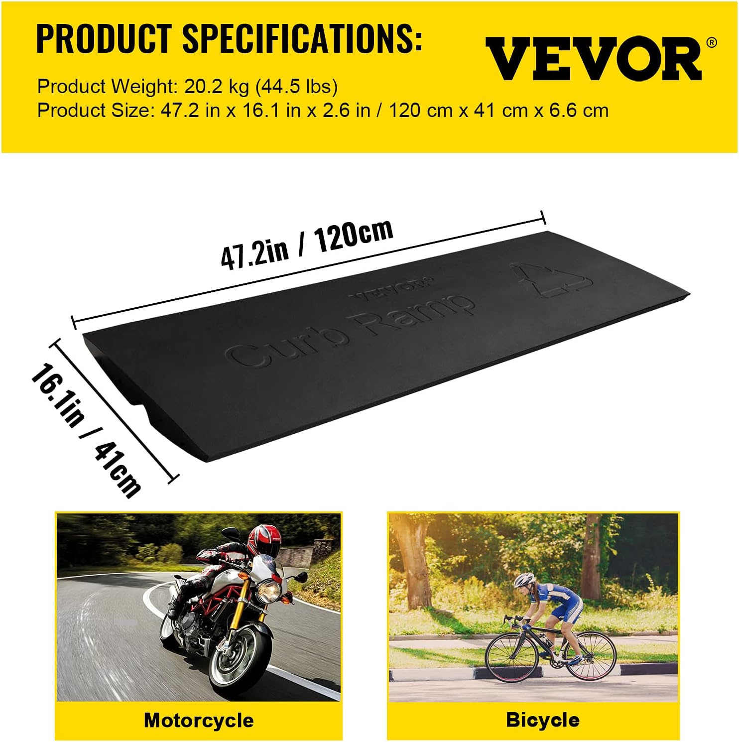 VEVOR Curb Ramp, 1 Pack Rubber Driveway Ramps, Heavy Duty 32000 lbs Weight Capacity Threshold Ramp, 2.6 inch High Curbside Bridge Ramps for Loading Dock Garage Sidewalk, Expandable Full Ramp Set : Industrial & Scientific