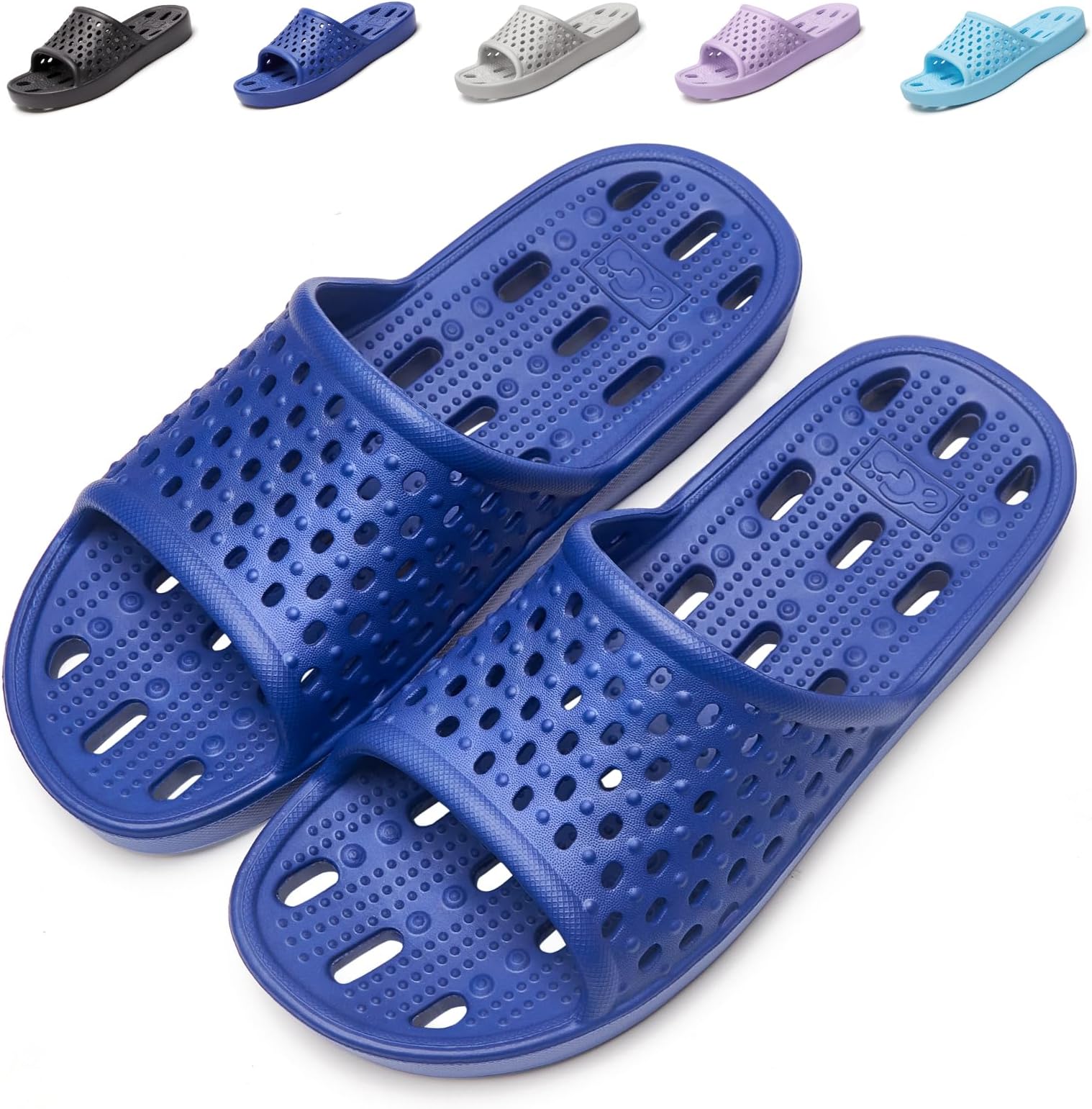 Aoowoll Mens Shower Shoes With Holes Dry Quickly Bath Slippers Womens Non Slip Indoor Home Bedroom Pool Spa Guest College Dorm