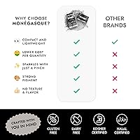 Vista 6 de MONÉGASQUE Purpurina comestible plateada para bebidas, 0.51 onzas, purpurina comestible para pasteles y cócteles, polvo plateado brillante