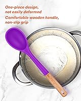 Vista 3 de Cucharas de cocina grandes de silicona, cuchara antiadherente con mango de madera maciza, cucharas de cocina de silicona resistentes al calor