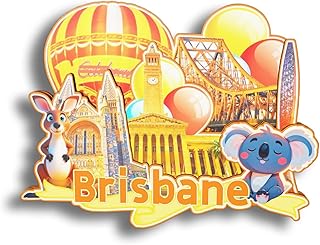 Dwutahcy 3D Wooden Fridge Magnet for Brisbane Australia Travel Souvenirs Gifts Classic Home Crafts Collectibles Kitchen Decoration Office Whiteboard Landmark-412