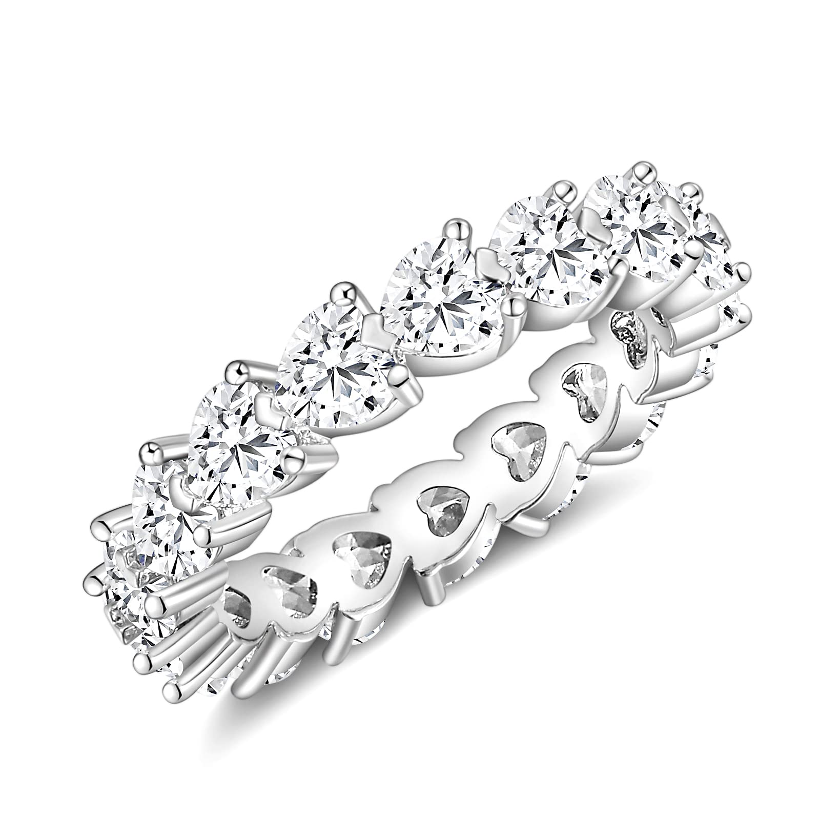 SHINYSO Wedding Band for Women Infinity Heart-Shaped Cubic Zirconia Ring Engagement Stacking Promise Rings for Her Size 4-10