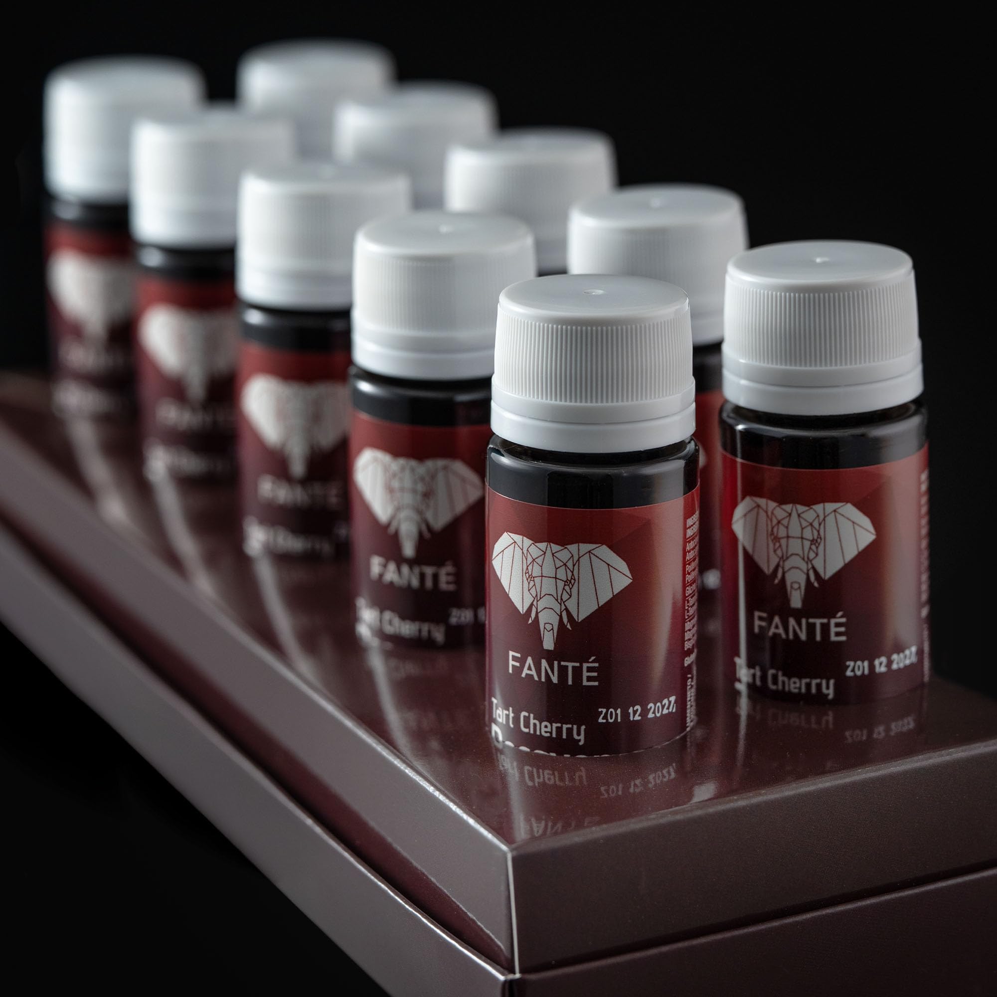 FANTÉ Tart Cherry Recovery Shot con 1000 mg Antocianinas y 1250 mg Polifenoles para Recuperación Muscular + Descanso 300mg magnesio bisglicinato