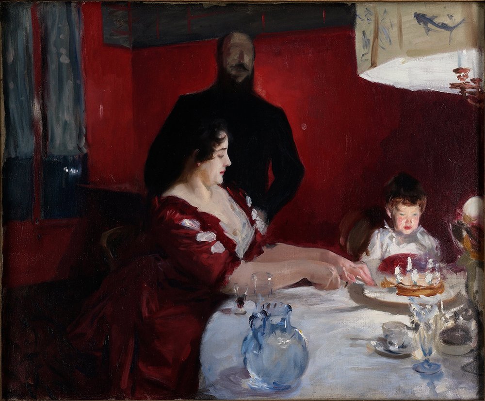 Pintura de Sargent The Birthday Party cuadro decorativo pequeño con marco