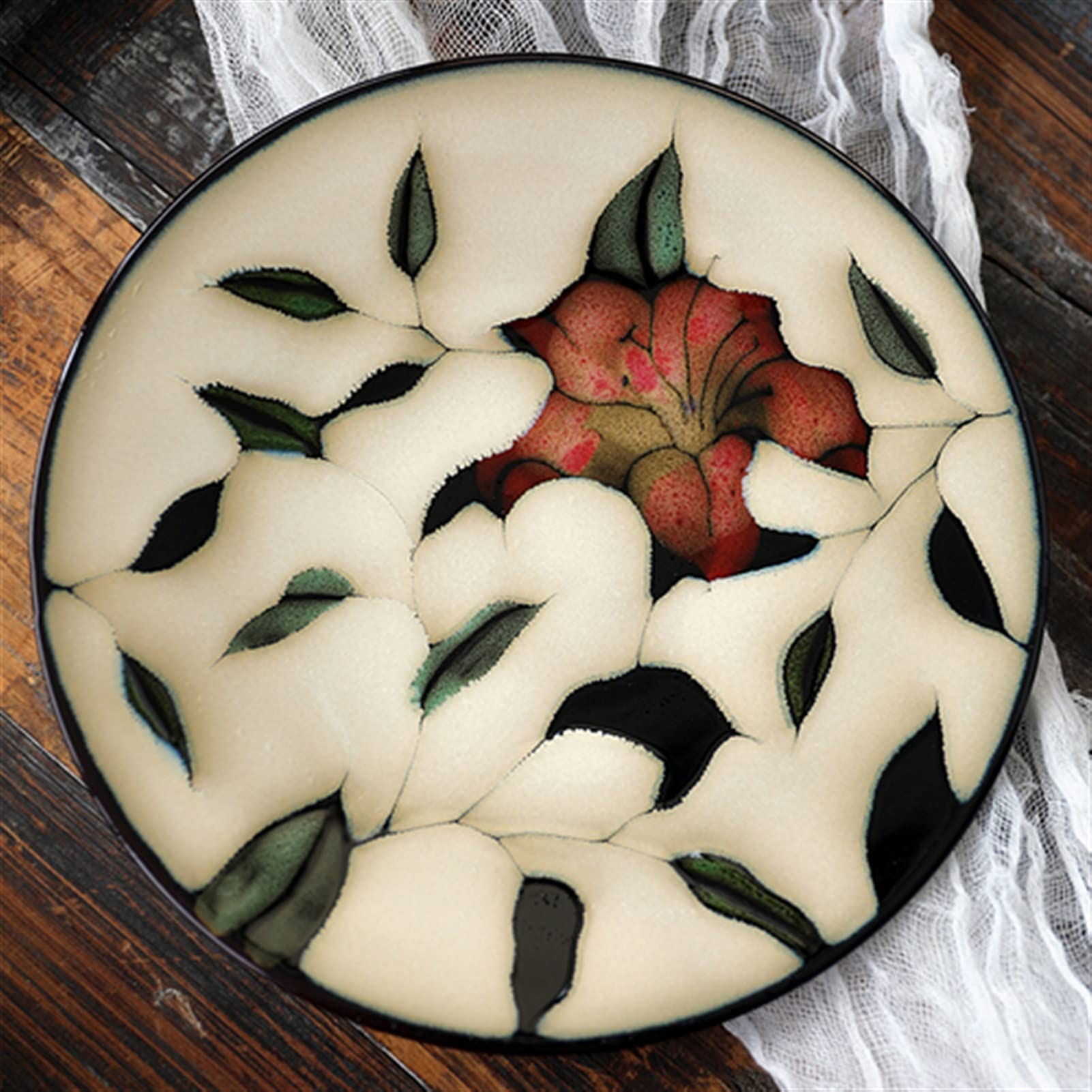 Assiette à dîner Vaisselle Cuisine Japonaise Restaurant spécialisé Assiette à dîner en céramique et Plat Assiette de Style Japonais(Rose Type 21cm)