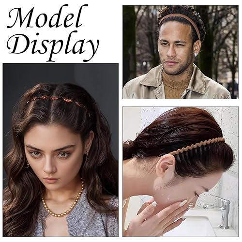 Miniatura 2 de Drnytunk 9 diademas de plástico unisex con dientes para la cabeza, bandas para el cabello, onduladas, para deportes al aire libre, para hombres,