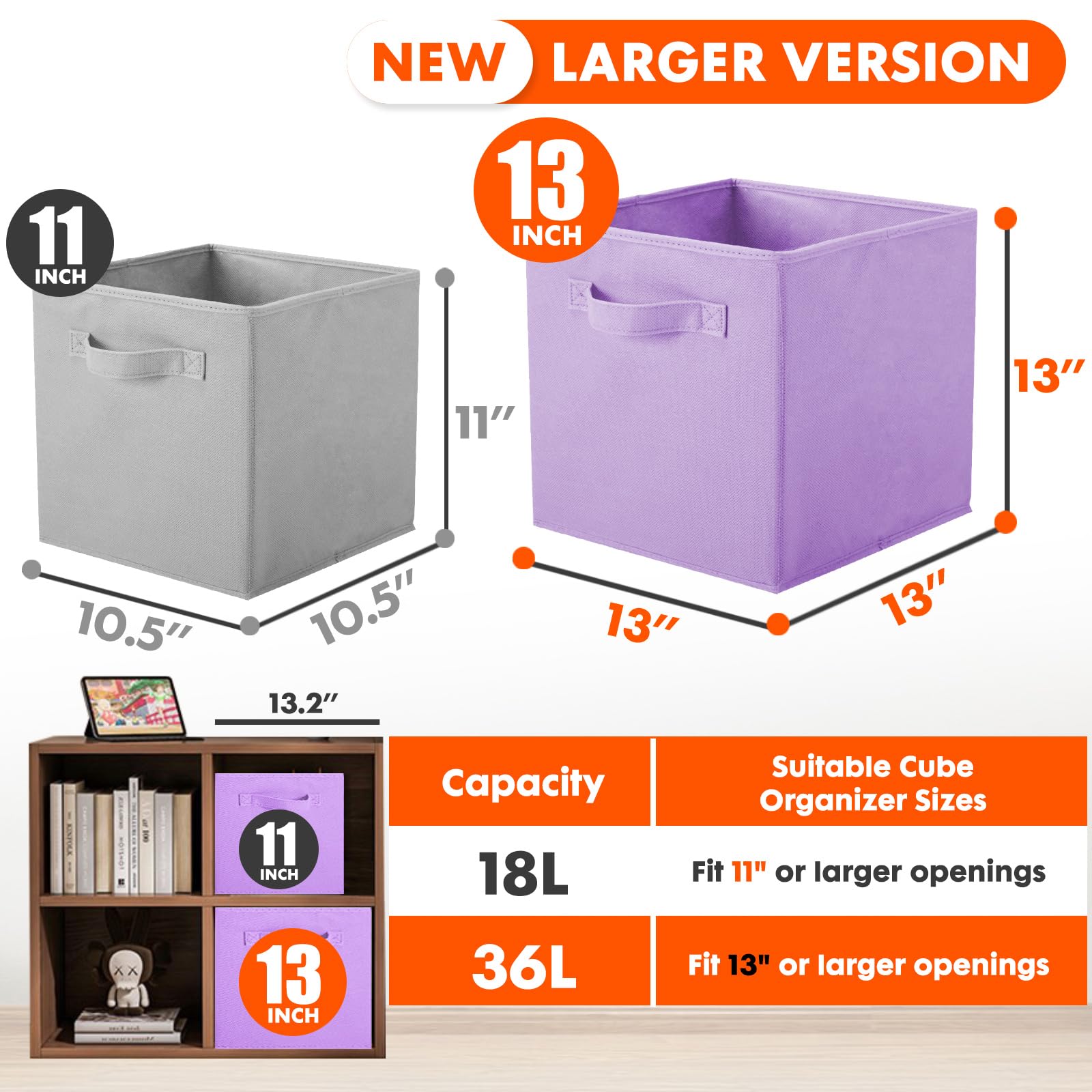 ShellKingdom Contenitori portaoggetti, cubo portaoggetti pieghevole in tessuto e organizer per panni | Cassetto portaoggetti per armadio e giocattoli, 33 x 33 x 33 cm, confezione da 6 (lavanda+azzurro+rosa))
