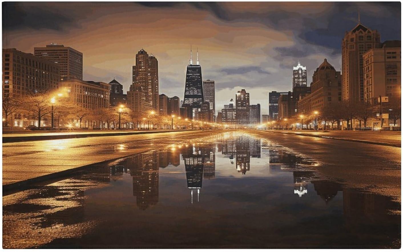 Chicago Entry Rug Heavy Duty Low Profile Doormat Non-Slip Washable Entry Mats Absorbent Front Door Mat Flannel Welcome Floor Mat 40x60cm Small Rug for Indoor Entrance