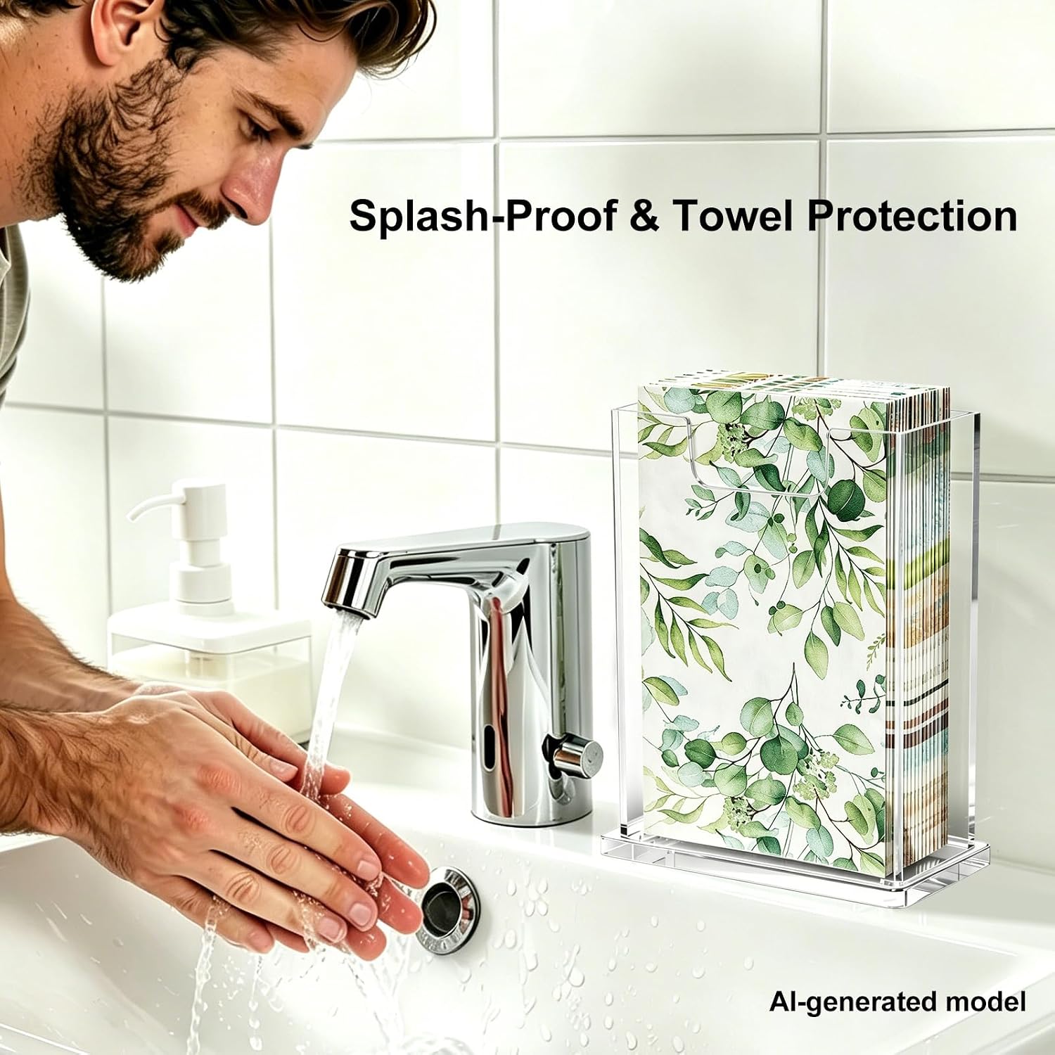 Clear Acrylic Napkin Holder Vertical Guest Towel Holder for Bathroom