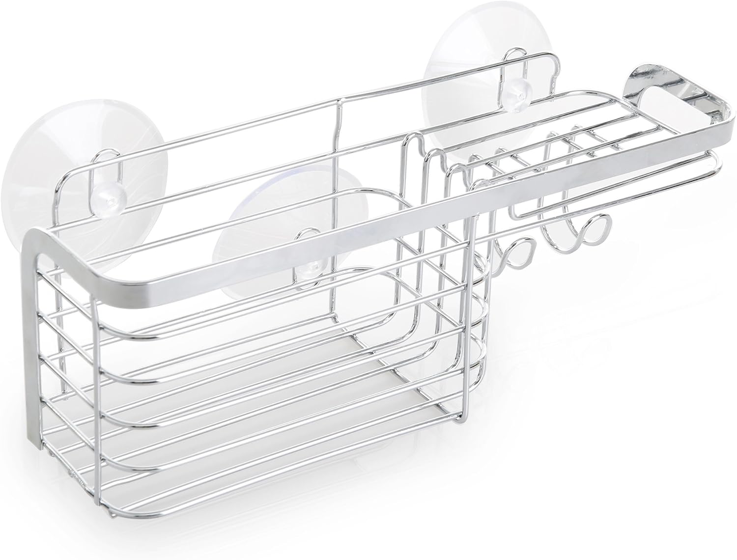 BINO Suction Chrome Shower Caddy, Combo Basket
