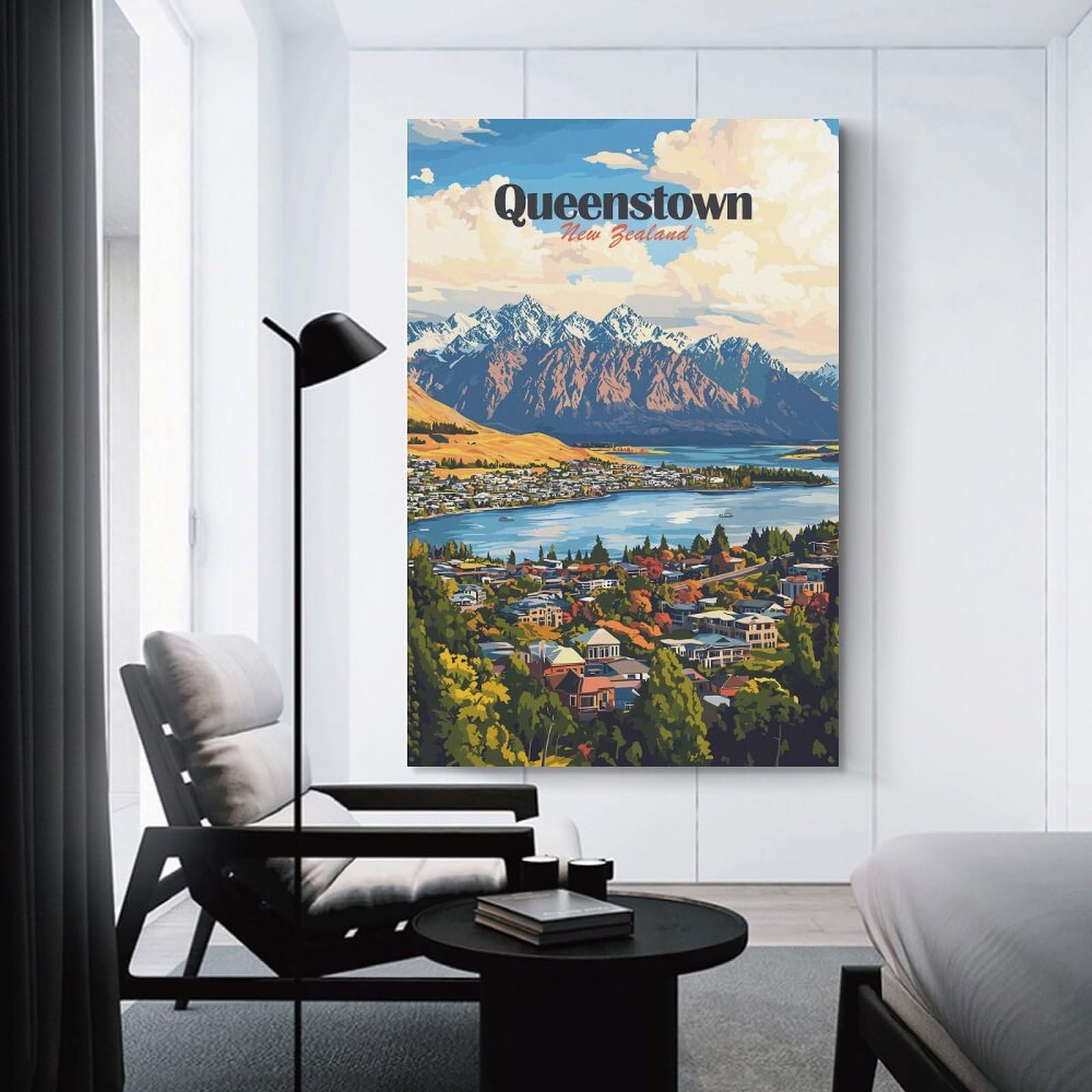 Junmoney Queenstown New Zealand Scenic Landscape Art Home Decor Wall Art 20x30inch(50x75cm), for Living Room, Bedroom Or Home Office, Decorative Present for New Homes