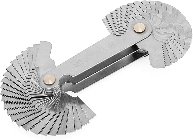 Best DealsOriGlam Screw Thread Pitch Cutting Gauge Tool, Stainless Steel Metric Screw Pitch Thread Gauge Measuring Tool, 55-Degree & Metric 60-Degree Grip Whitworth Screw Thread Gauge