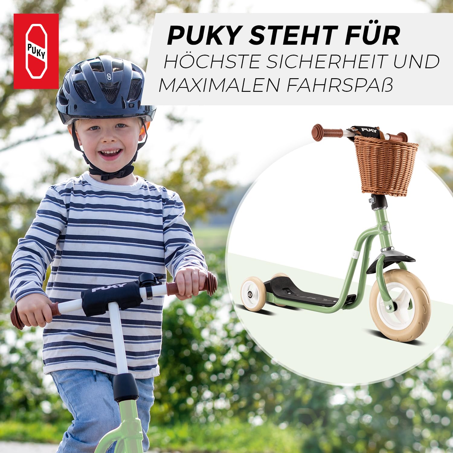 PUKY R 1 Classic Scooter | Sicherer Roller für Kinder ab 2 Jahren | Rutschfestes Trittbrett | Höhenverstellbarer Lenker | Top Fahrrad-Alternative