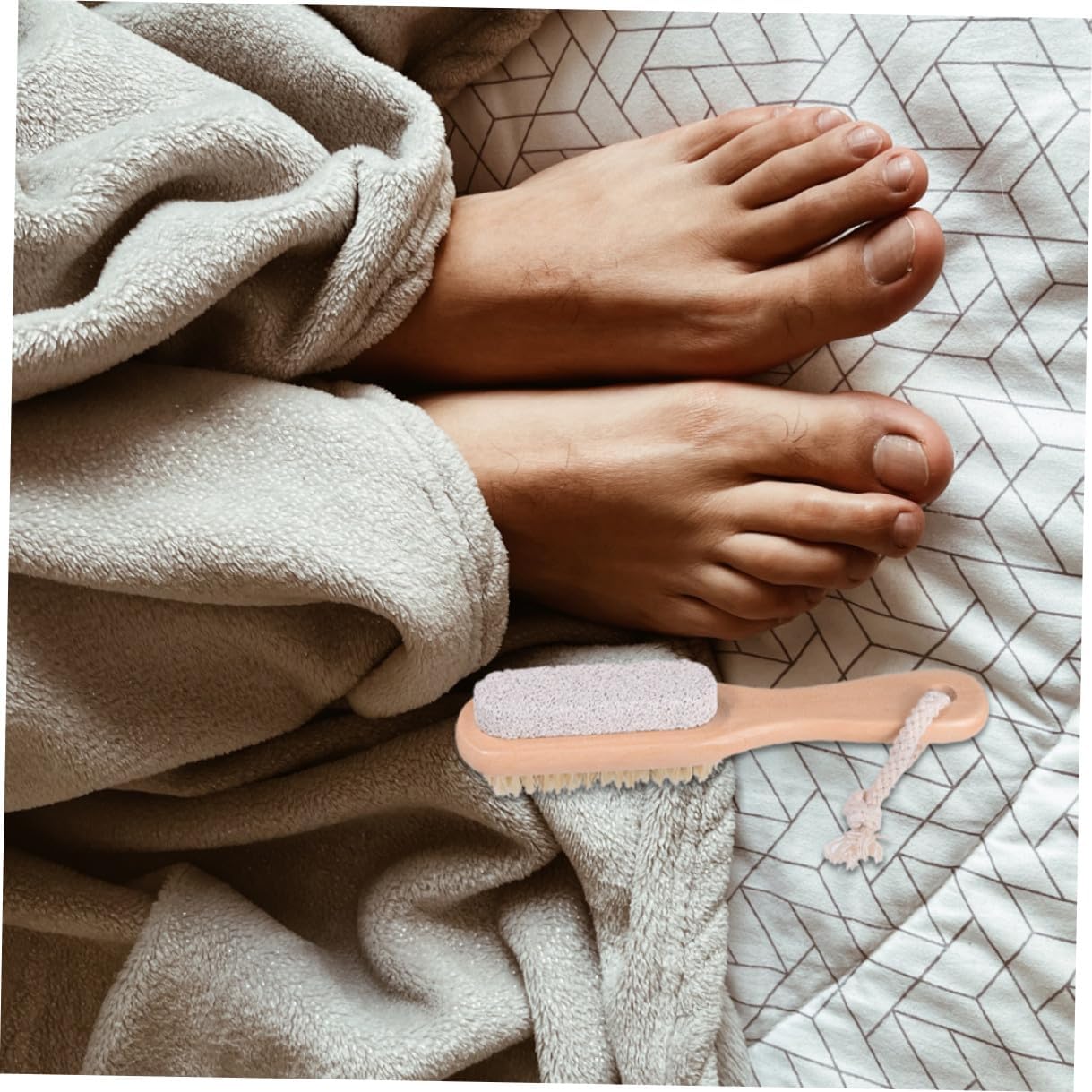 VICASKY 3pcs Wooden Handle Foot Scrubber with Pumice Stone and Bristles Double-Sided Dead Skin Remover Foot File for Men and Women Shower Exfoliating Tool