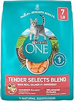 Vista 1 de Purina ONE Comida seca natural para gatos, mezcla Tender Selects con salmón real - Bolsa de 7 lb