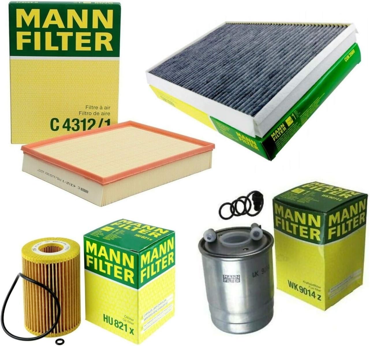 Mann Oil Air Carbon Cabin Fuel Filter Kit for Mercedes Sprinter 2500 3500 3.0L