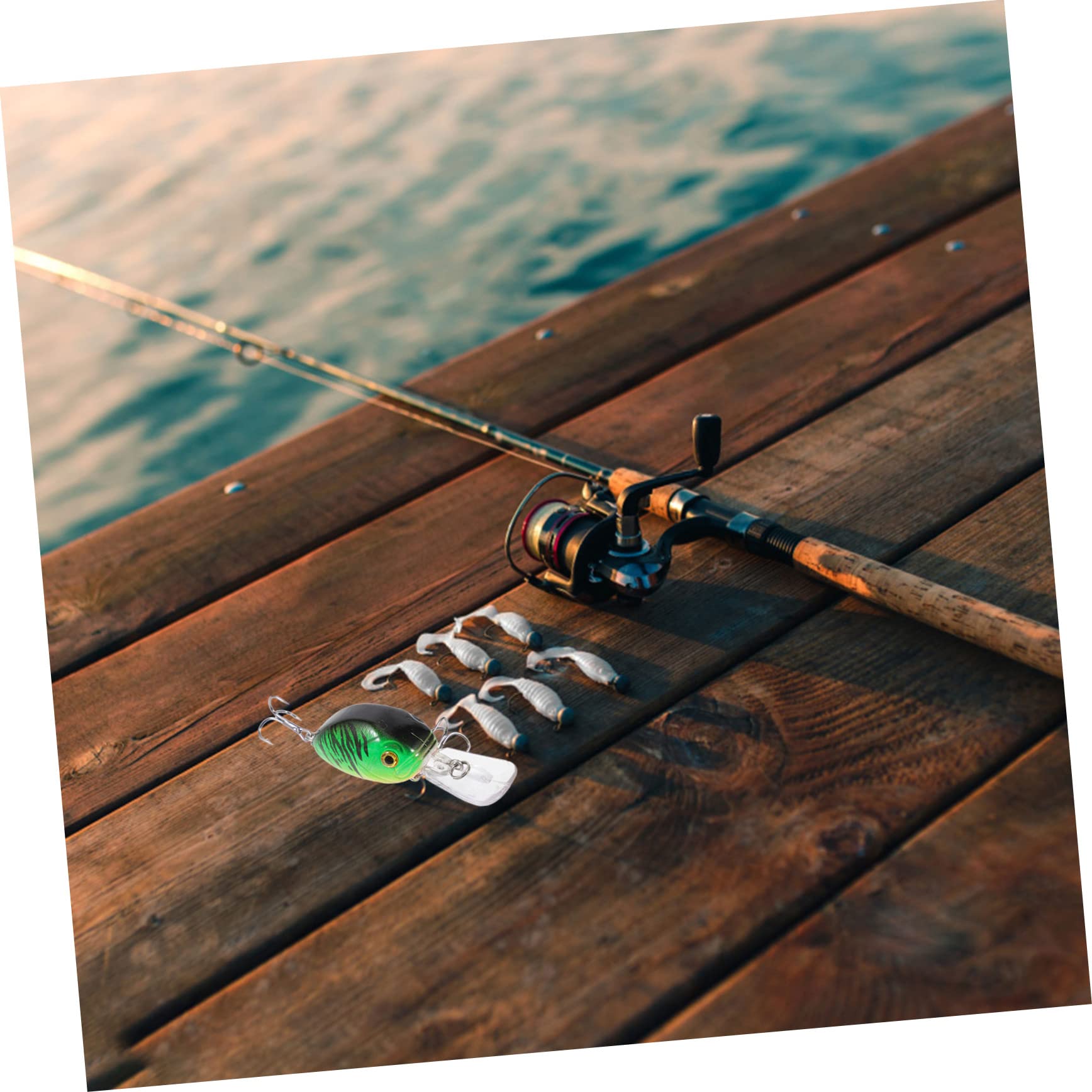 WOONEKY Faux appâts de pêche simulés swimbait gabarits de pêche filateurs de pêche Outil de pêche appât de pêche résistant à l'usure appâts de pêche de Simulation Abdos Green