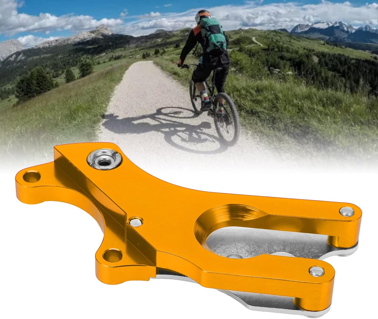 Road Bike Disc Brake Conversion Adapter Seat Gold Aluminum Alloy Mount for Caliper Brake to Disc Fork, Mountain Bike Brake Mounting Hardware Cycling Upgrade Kit