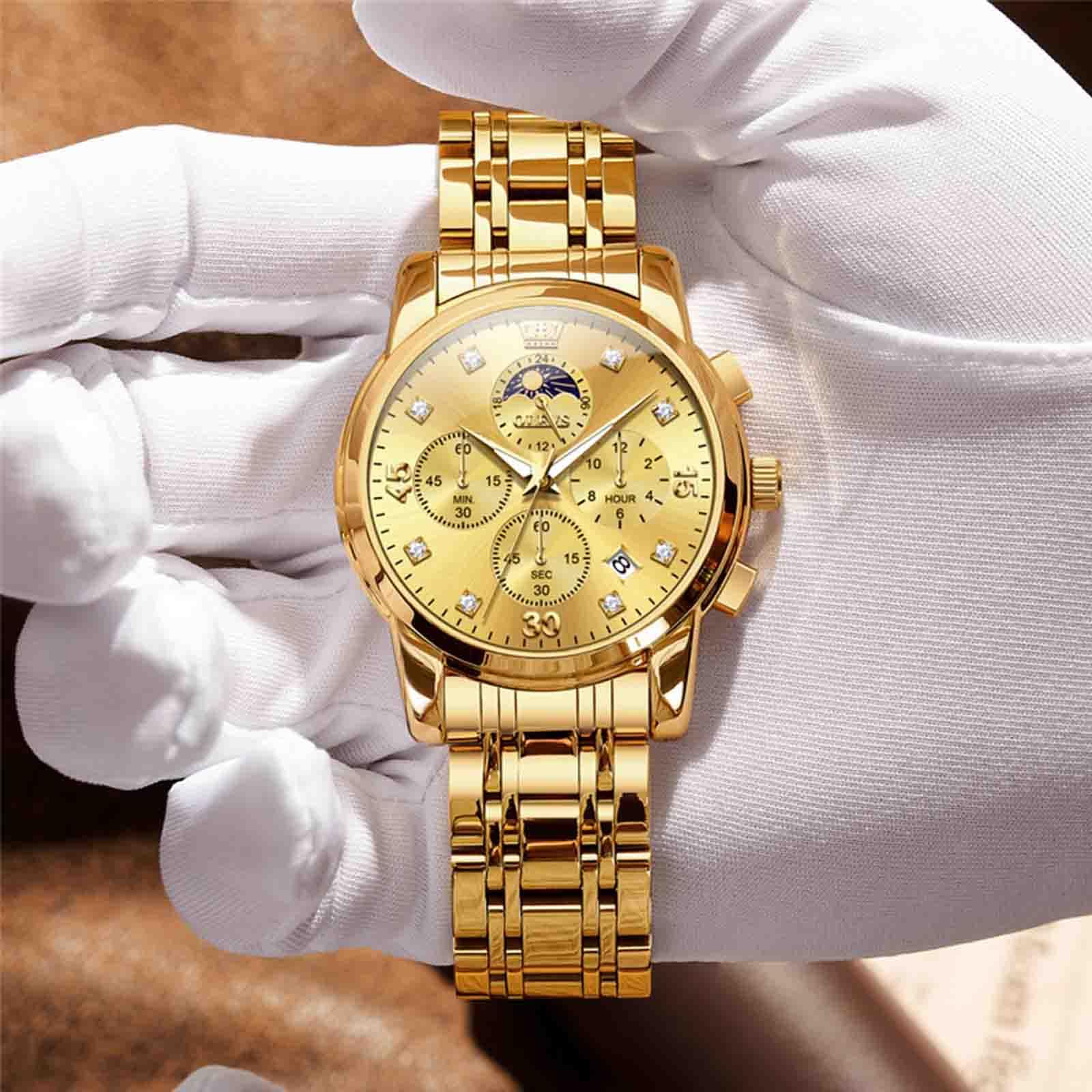 OLEVS Herren-Multifunktions-Uhr, mehrere Zifferblätter, wasserdicht,Leuchtend,Chronograph, Herrenuhr mit Datum für Herren, Edelstahl-Uhren für Herren