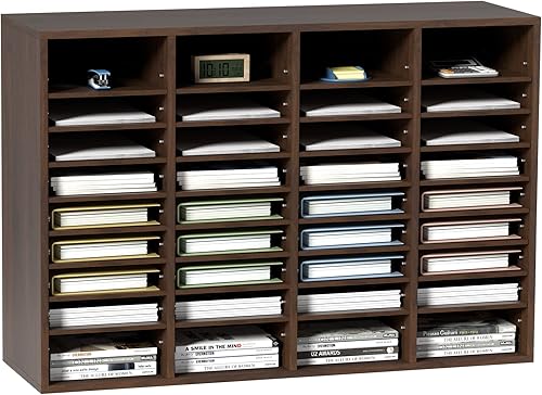 Miniatura 14 de VEVOR Organizador de literatura de madera, 36 compartimentos, ranura para buzones con estantes extraíbles, clasificador de archivos para oficina,