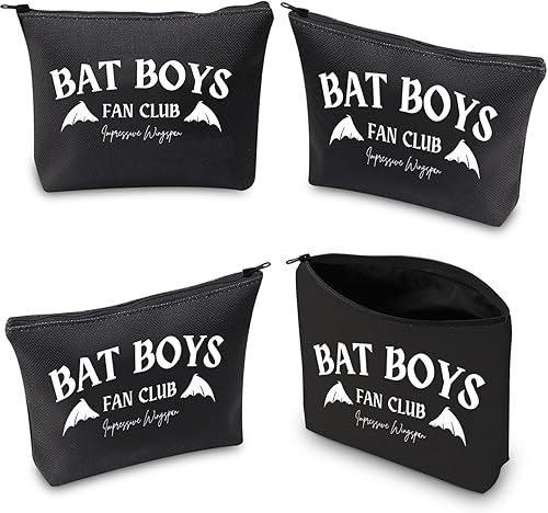Miniatura 3 de XYANFA Bat Boys Fan Club - Bolsa de maquillaje para amantes de los libros, bolsa con cremallera rosa, BAT BOYS FAN CLUB negro, Moda