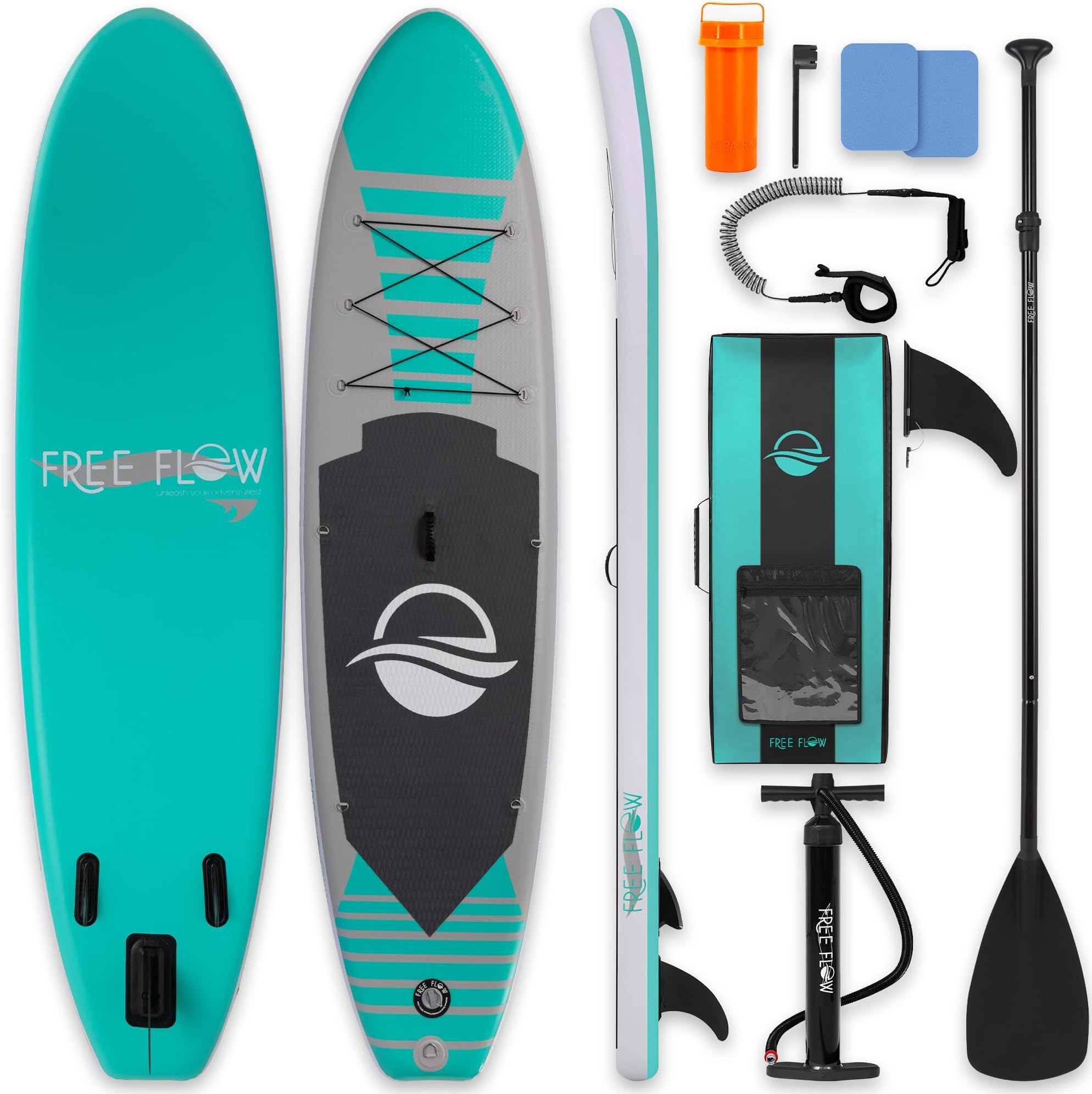 SereneLife Inflatable Stand Up Paddle Board - Wide Stable Design, Non-Slip Deck for Adults & Youth with Premium Paddle Board Accessories: Carry Bag, Dual Action Pump, Paddle, Ankle Leash - 10'6"