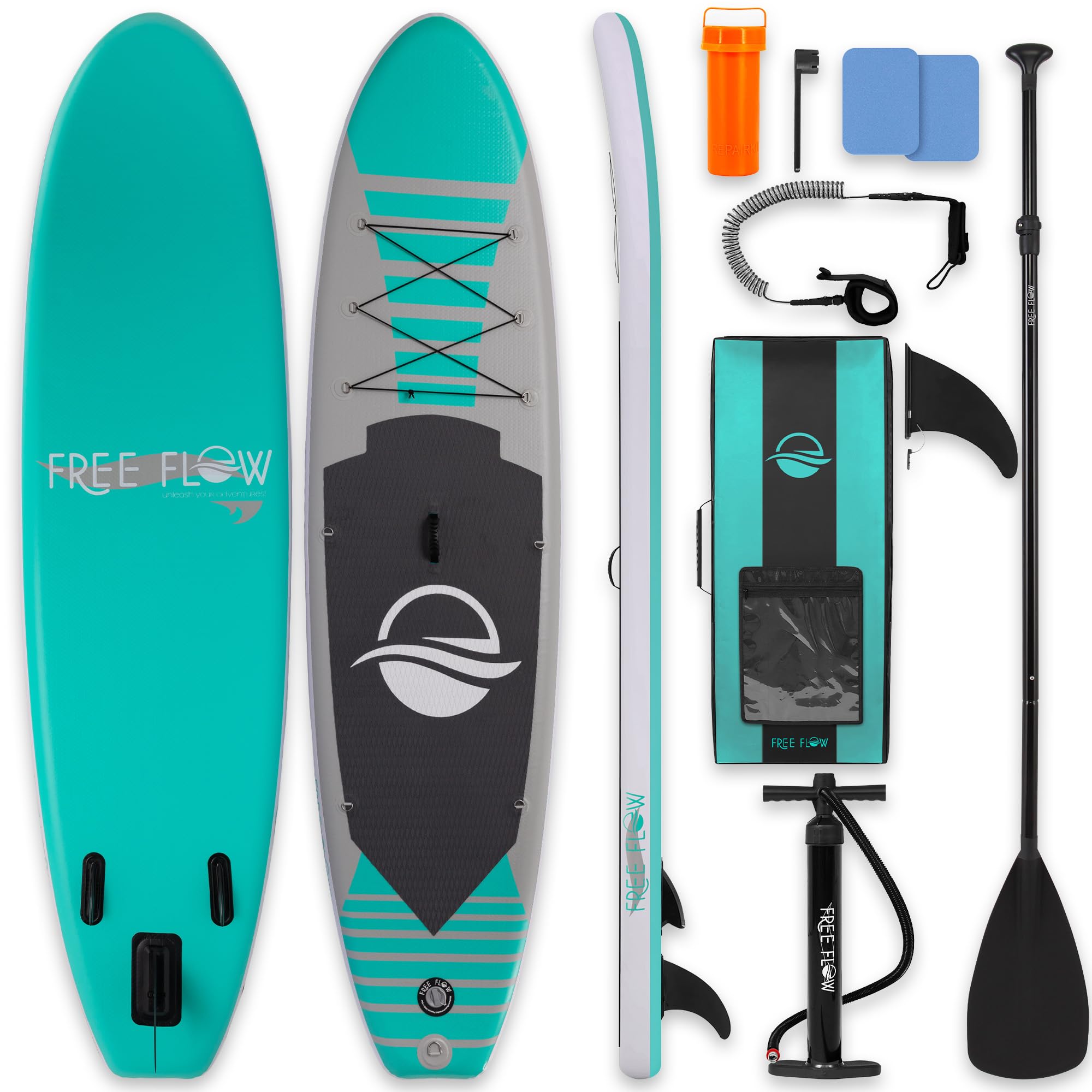 SereneLife 10'6" Inflatable Paddle Board in aqua