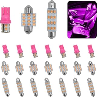24PCS LED Interior Car Lights, Interior Car Lights Dome Light Set T10 31 mm 42 mm Replacement Bulbs for Top Map Dome Tail Cab Lights and License Plate Courtesy Lights Accessories (Pink)
