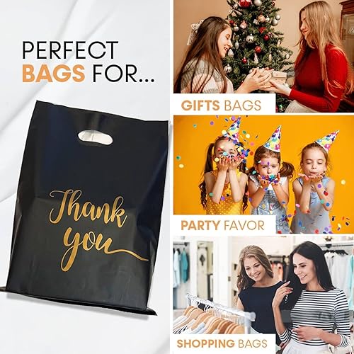 Miniatura 6 de Paquete de 50 bolsas de mercancía con diseño de agradecimiento, bolsas con asa al por menor, 9 x 12 pulgadas, extra gruesas de 1.85 milímetros,