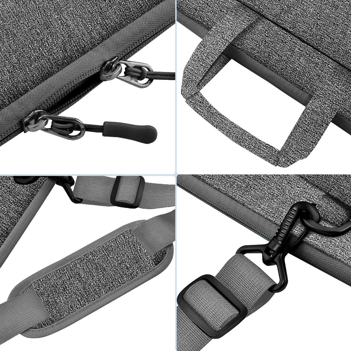 Hseok Laptop Shoulder Bag 15.6-16 inch Case,Water-Resistant Shockproof Computer Handbag with Small Case Compatible with MacBook Pro/Neo 16",Mac Air 15 M5, XPS 15/16 and most 15.6-16 PC,Grey