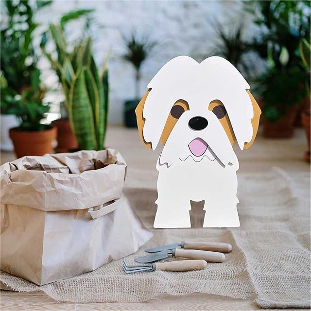 LCYZ Shih Tzu Dog Planter Plant Pots, Shih Tzu Shape Plant Container Holder, Animal Flower Planter Pot For Garden Decoration, Home Kitchen Desk Garden Decor