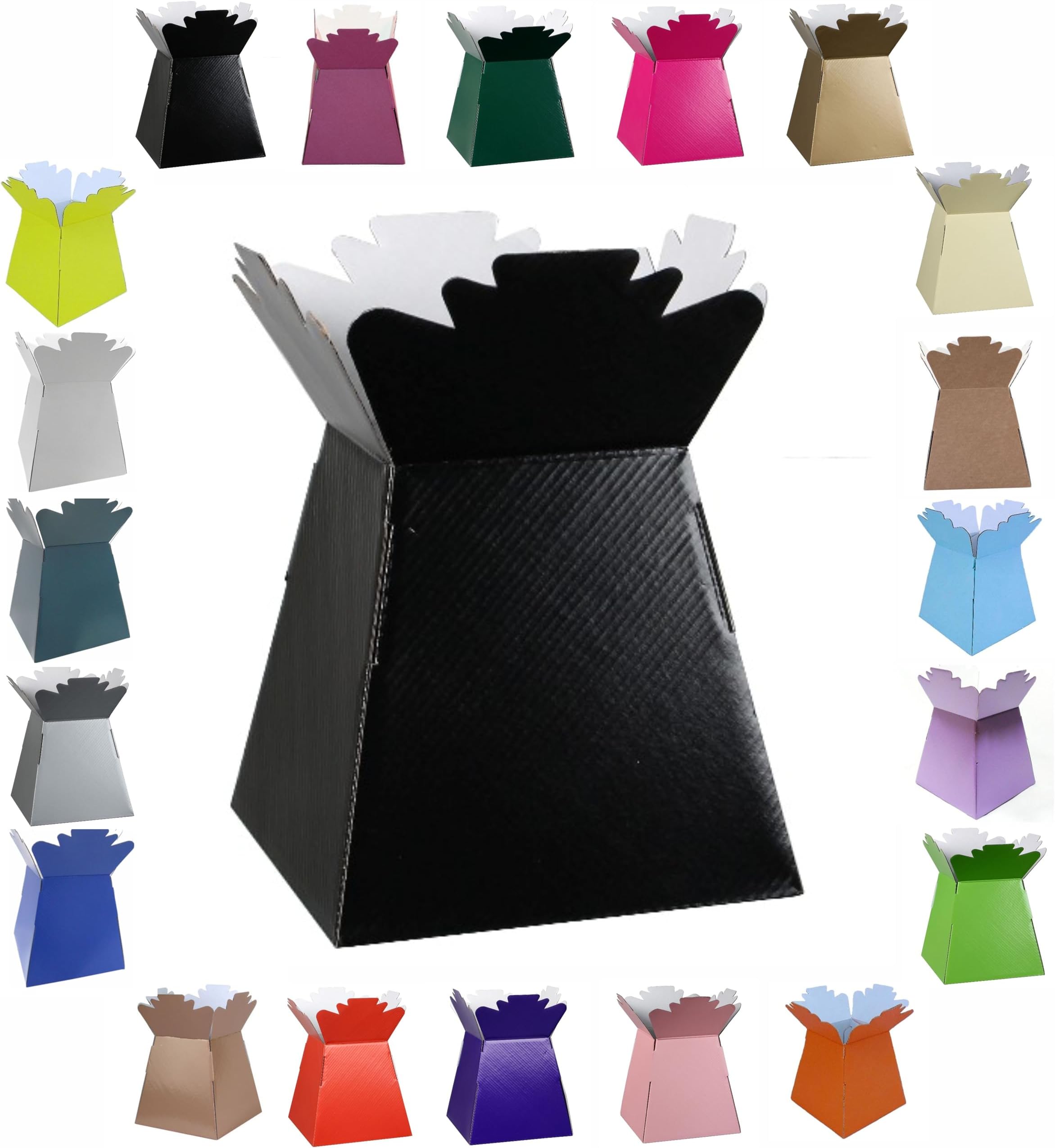 Glossy Vibrant Bouquet, Flower Box/Vase - Transportation Display, Presentation Boxes (1, Black)