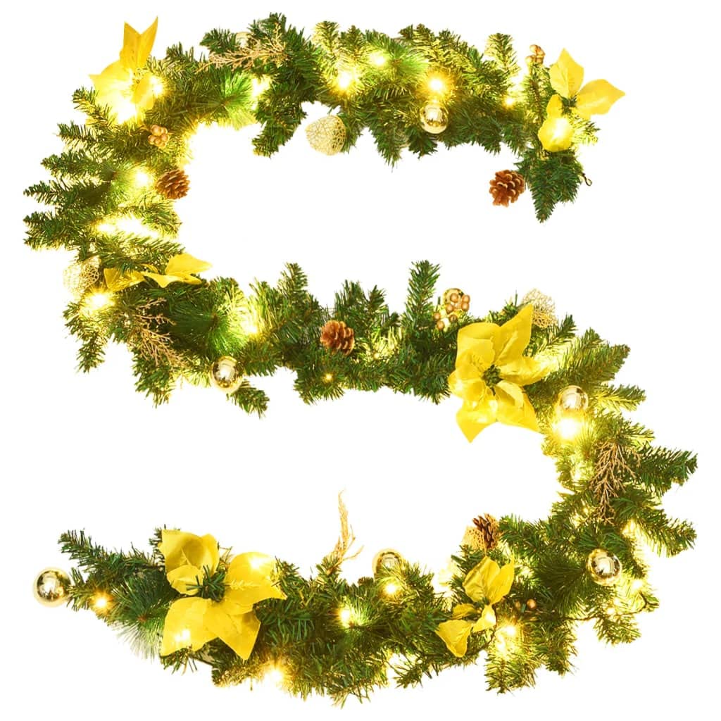 lucine,luci da esterno a batteria,filo,catena luminosa esterno,Ghirlanda Natalizia con Luci a LED 2,7 m in PVC VerdeIdeal für Weihnachtsfeiern, Wandambiente