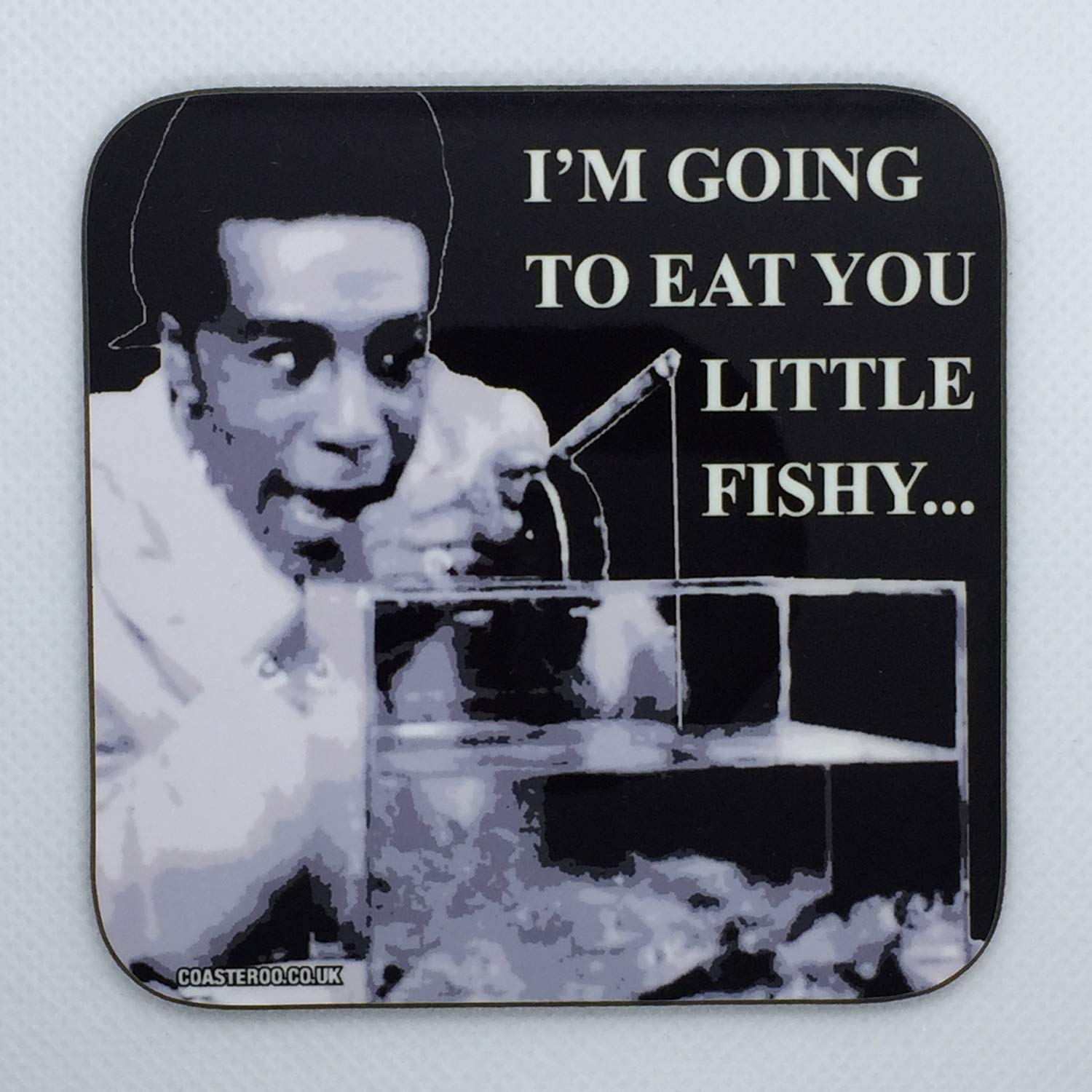 Coasteroo Black Eat You Little Fishy - The Cat From Red Dwarf - Drinks Coaster - Hardboard - 9Cm X 9Cm - Gloss Finish