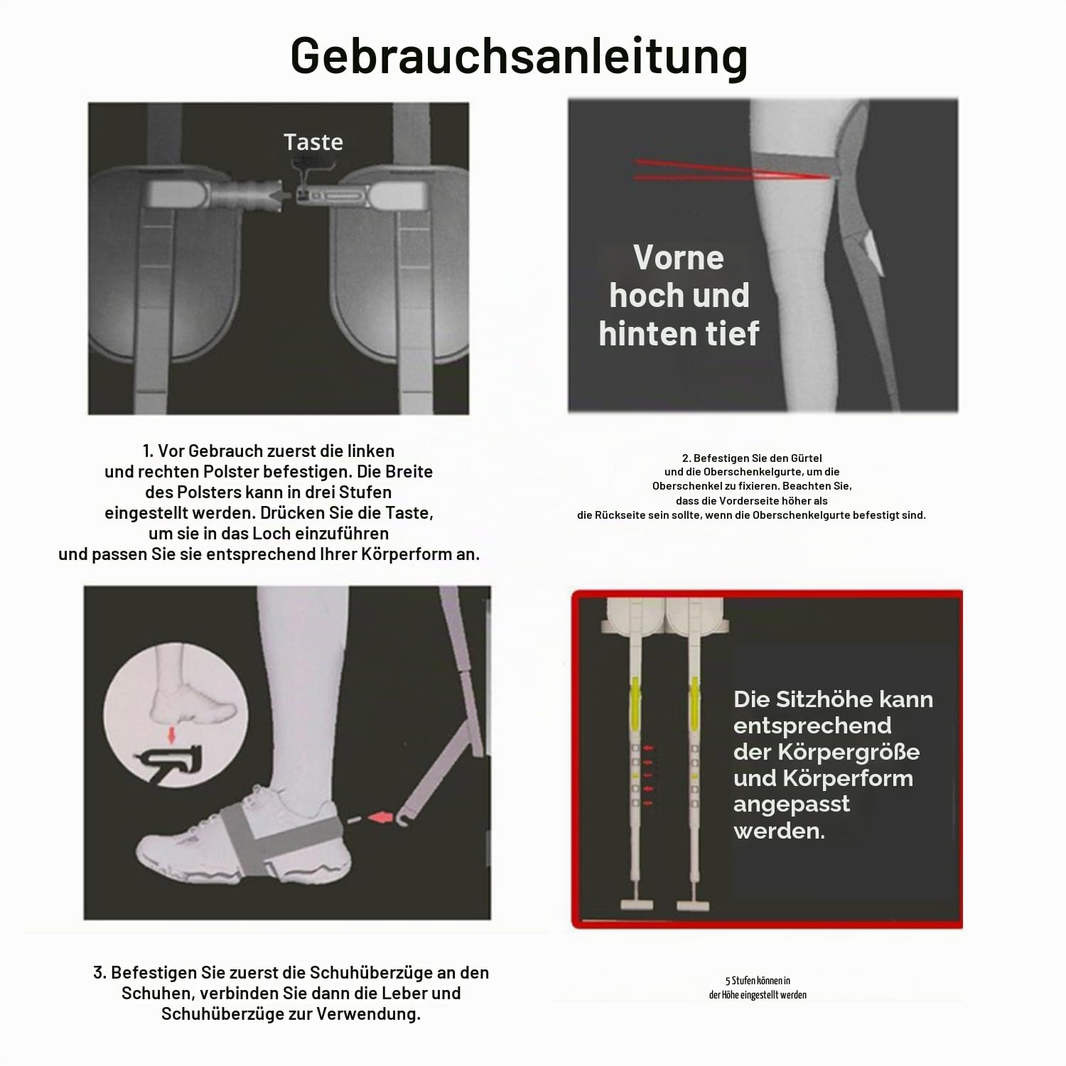 Tragbarer Unsichtbarer Stuhl Faltbarer Hocker Chairless 5 Gänge Verstellbar Verstellbarer Chair Exoskelett Schwebesitz Wearable Leg Ergonomics Lightweight Seat Für Angeln Konzert Subway (black)