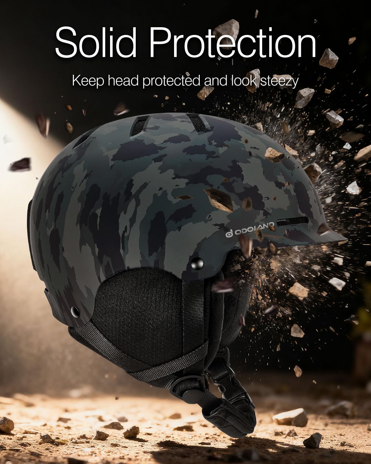 Odoland Casco de Esquí y Snowboard para Hombres Mujers, Casco de Seguridad Deportes con Ventilación y Orejeras Desmontable para Esquiar Snowboard