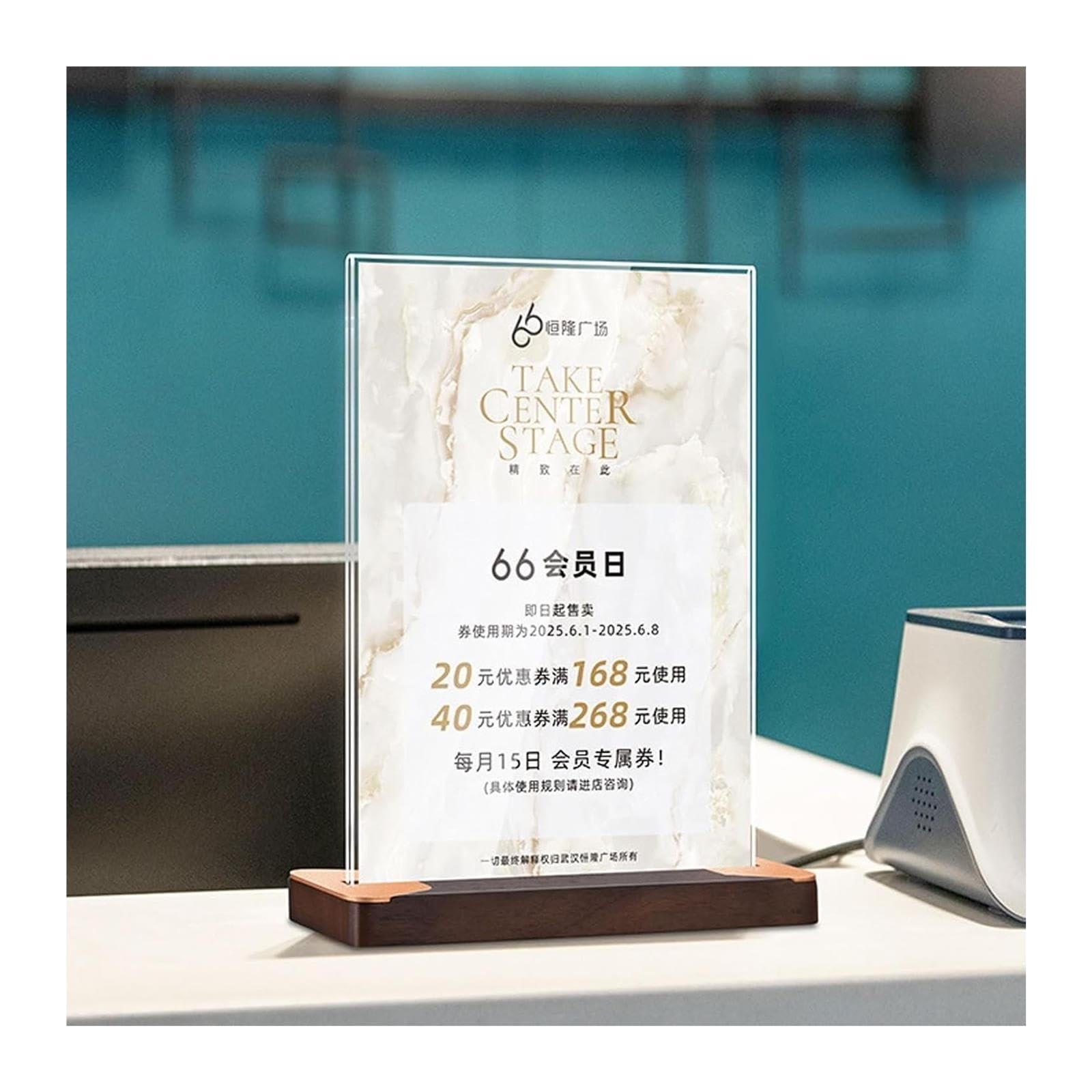 Soporte de letrero acrílico con base madera nogal | Nogal A4/A5/A6 for tiendas, cafeterías, oficinas: 2 piezas Menú de exhibición de doble cara, póster, evento(A4(210X297mm))