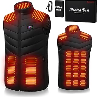 Chaleco térmico para hombre, 26 zonas de calefacción, chaleco térmico para hombre con batería de 20000 mAh 7.4 V, chaqueta térmica ligera