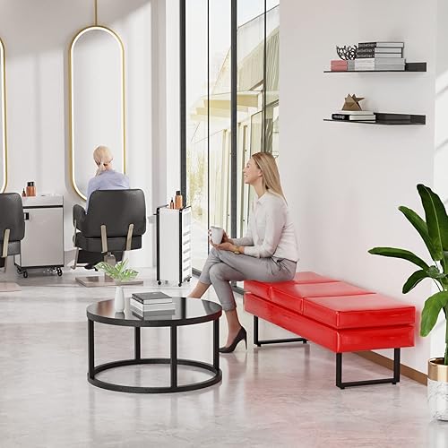 Miniatura 2 de OmySalon Banco de sala de espera, banco de recepción de salón de alta resistencia, asiento de silla de oficina, silla de vestíbulo de invitados de