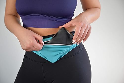Miniatura 2 de Riñonera con cinturón de hidratación ajustable sin rebote para hombres y mujeres, riñonera para correr con bolsillo seguro con cremallera, verde