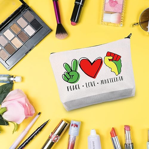 Miniatura 4 de G2TUP Juneteenth Gift Peace Love Juneteenth - Bolsa de maquillaje BLM para cosméticos regalo afroamericano con cierre Peace Love Juneteenth Bolsa