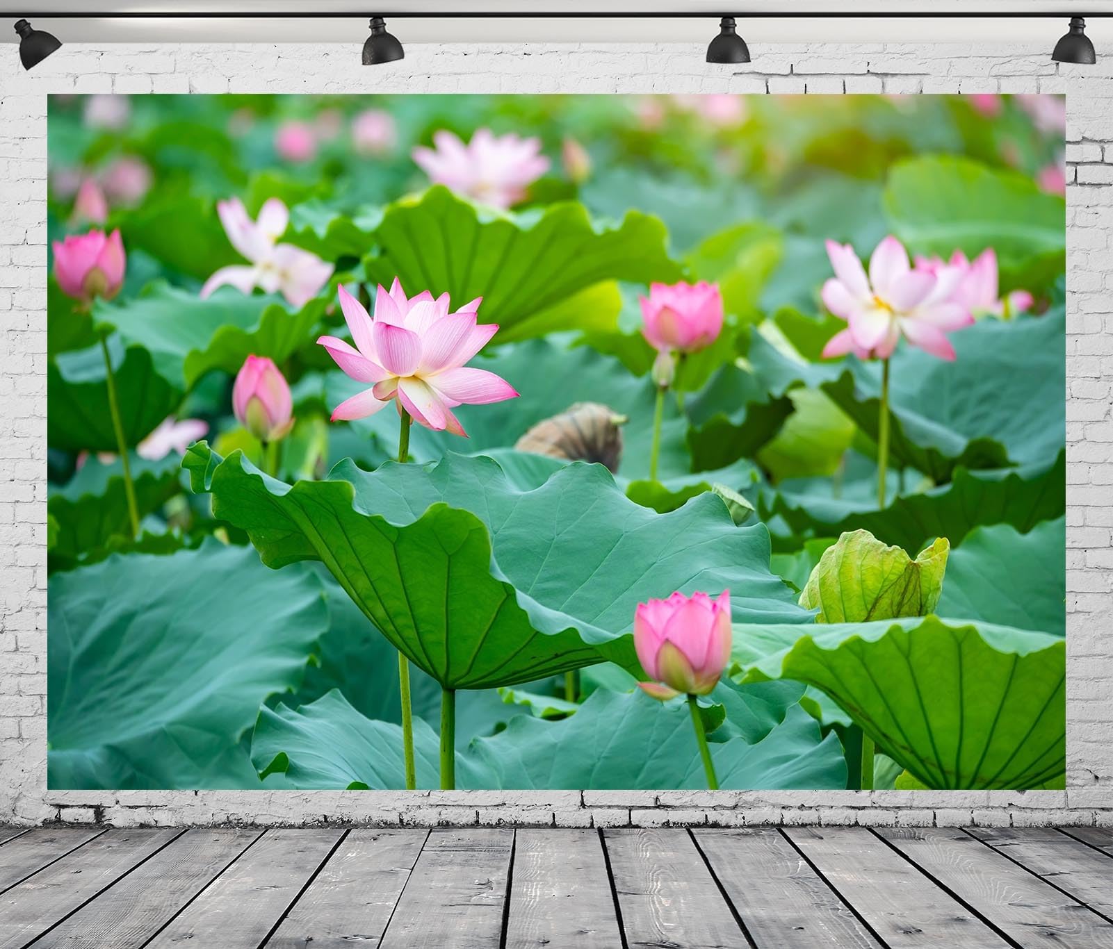CORFOTO 7x5ft Fabric Blooming Lotus Flower Backdrop Photography Summer Lotus Pond Background Summer Scenery Decorations Kids Birthday Party Baby