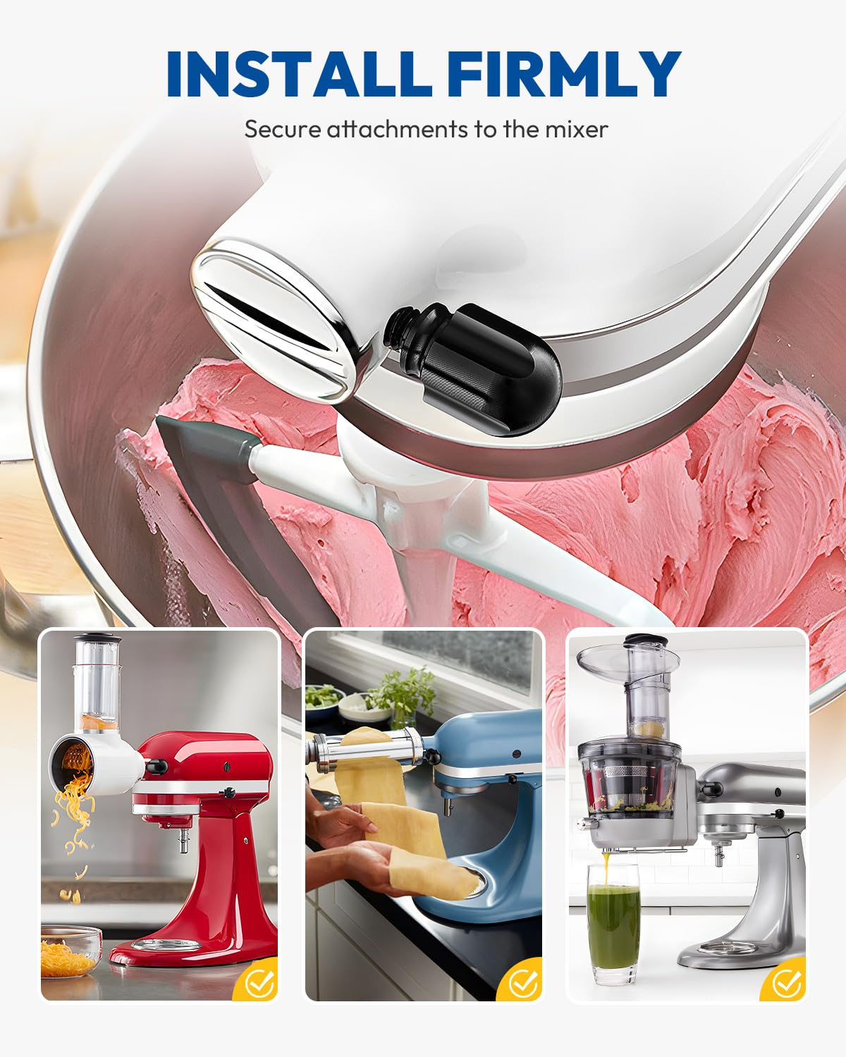 Attachment Knob Thumb Screw fit for KitchenAid Mixers, Upgraded 6061 Aluminum Long Screw Head Knob Replacement Parts, Replaces 9709194, 4162142, 240374 etc, Black