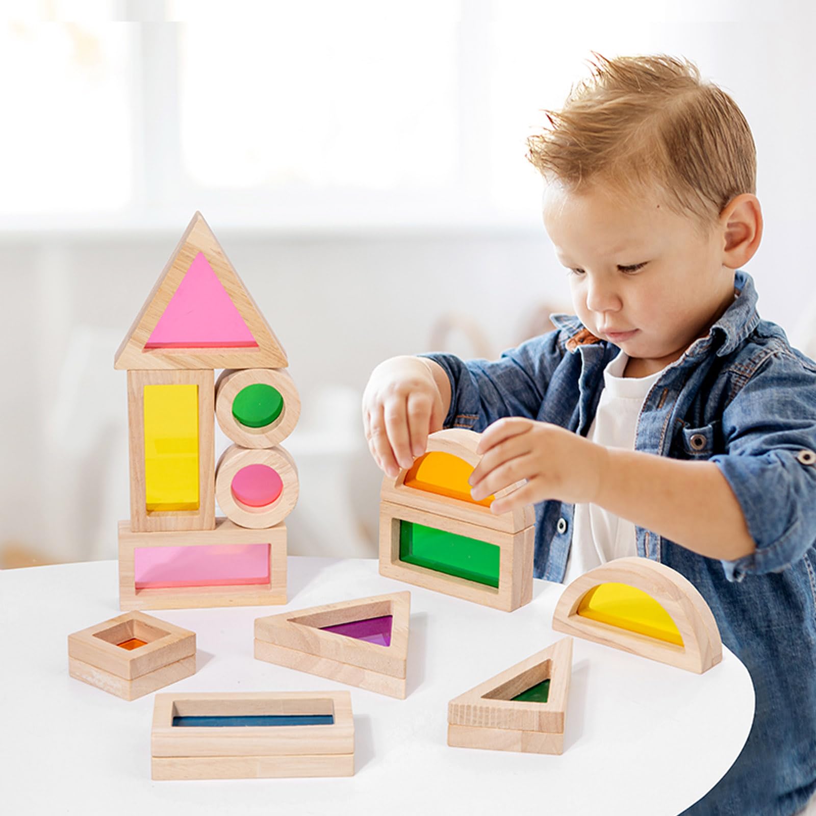 Juguetes Montessori 1 2 3, Juguetes Bebe 1 Año, Bloques Construccion Niños, Bloques Madera, Percepción del Color, Pensamiento Espacial, Regalo Niño Niña 1–3