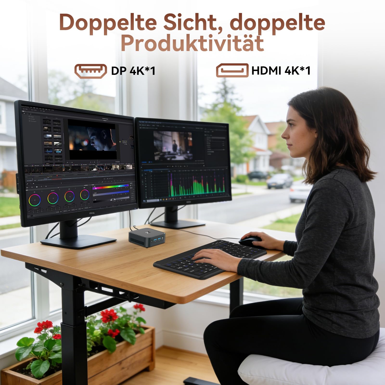 Huidun H80 Mini PC АMD Ryzen 5 (Besser als 4300U/i3-10110U), W11-Pro 16GB RAM 512GB SSD, 4K@60Hz UHD Mini Computer mit WiFi/Bluetooth/USB3.2/Gigabit Ethernet für Büro, Schule,3 Jahre Garantie