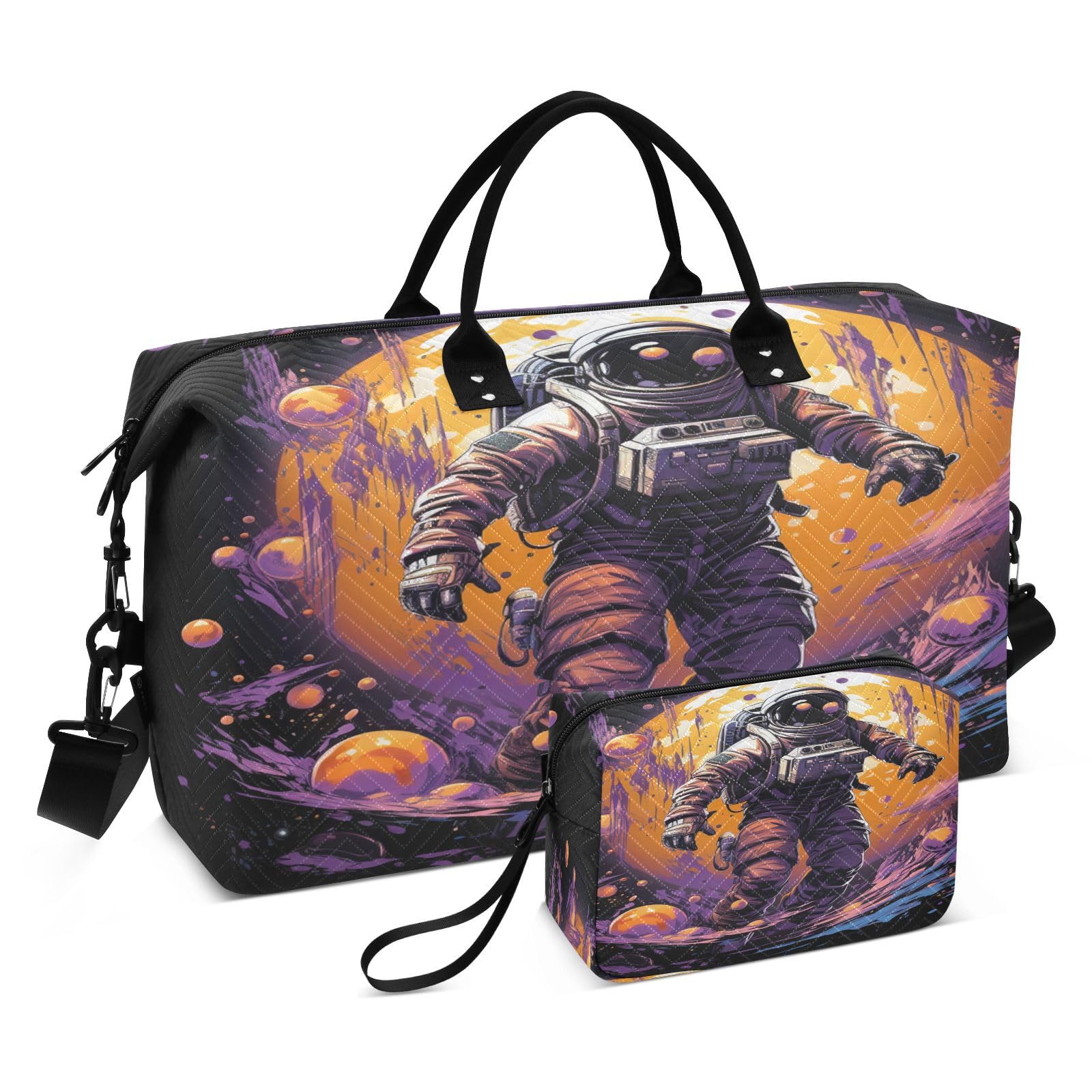 Astronaut Kosmischer Raum KüNstlerisch Sporttasche Handtasche mit Make-up Aufbewahrungstasche Badetasche für Reisen Mädchen Männer