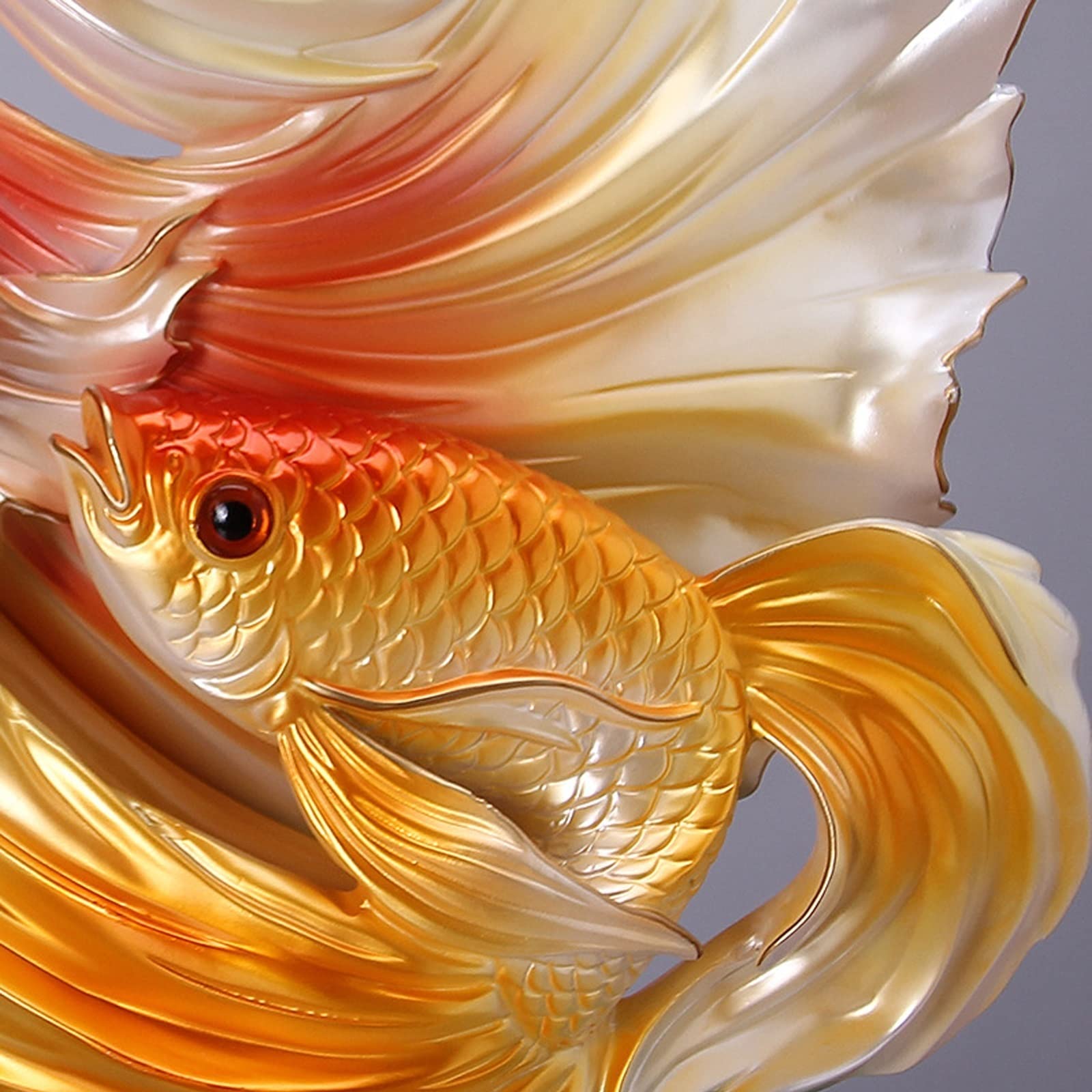 Posąg Buddy do wnętrz Feng Shui Ozdoby Fortune Goldfish Lucky Standue Mały Standue Biuro Salon Dekoracja Biznes Otwarta Złota Statua Medytująca Statua Buddy Rzeźba (B)
